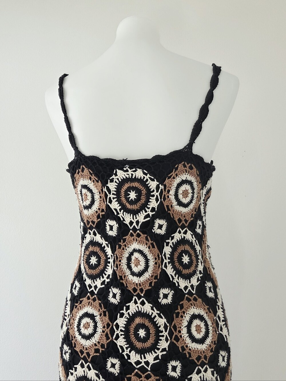 Newport News crochet circular granny Square Midi Dress Medium - Picture 7 of 9